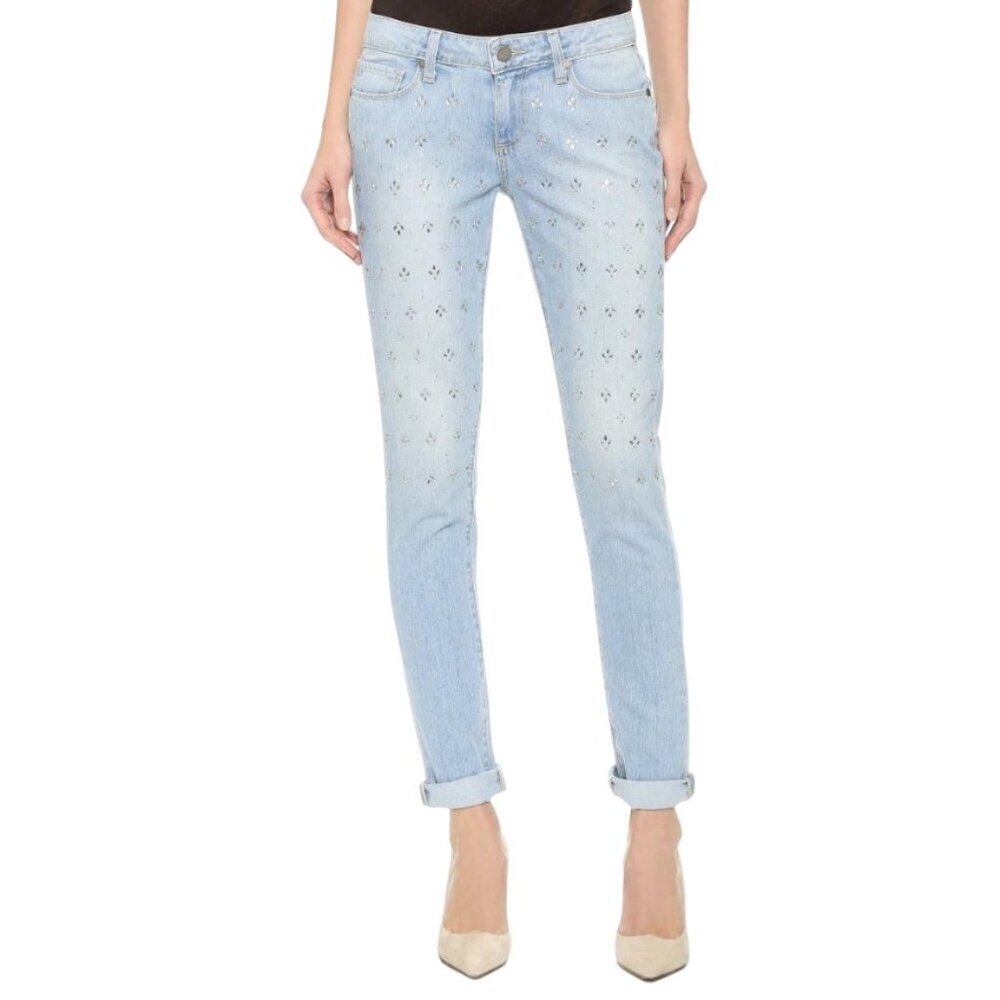 PAIGE Verdugo Jeans size 26 NAOMI CRYSTAL EMBELLISHED LIGHT WASH Ultra Skinny - Picture 2 of 12
